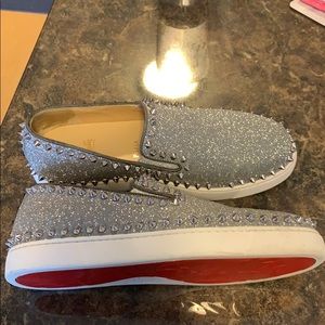 Christian Louboutin Silver Spike Slip-On